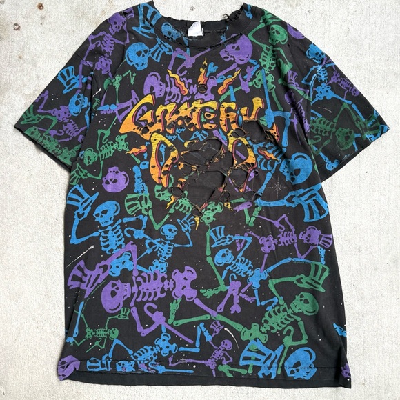 90s Grateful Dead Vintage Black Dead Space AOP Men’s Band Tshirt XL 24x32